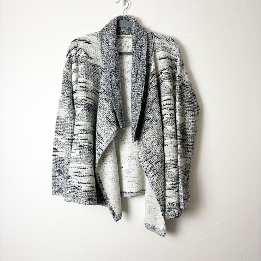 LOU & GREY • Women’s White/Grey/Black Open Front Cardigan Sweater Size Small